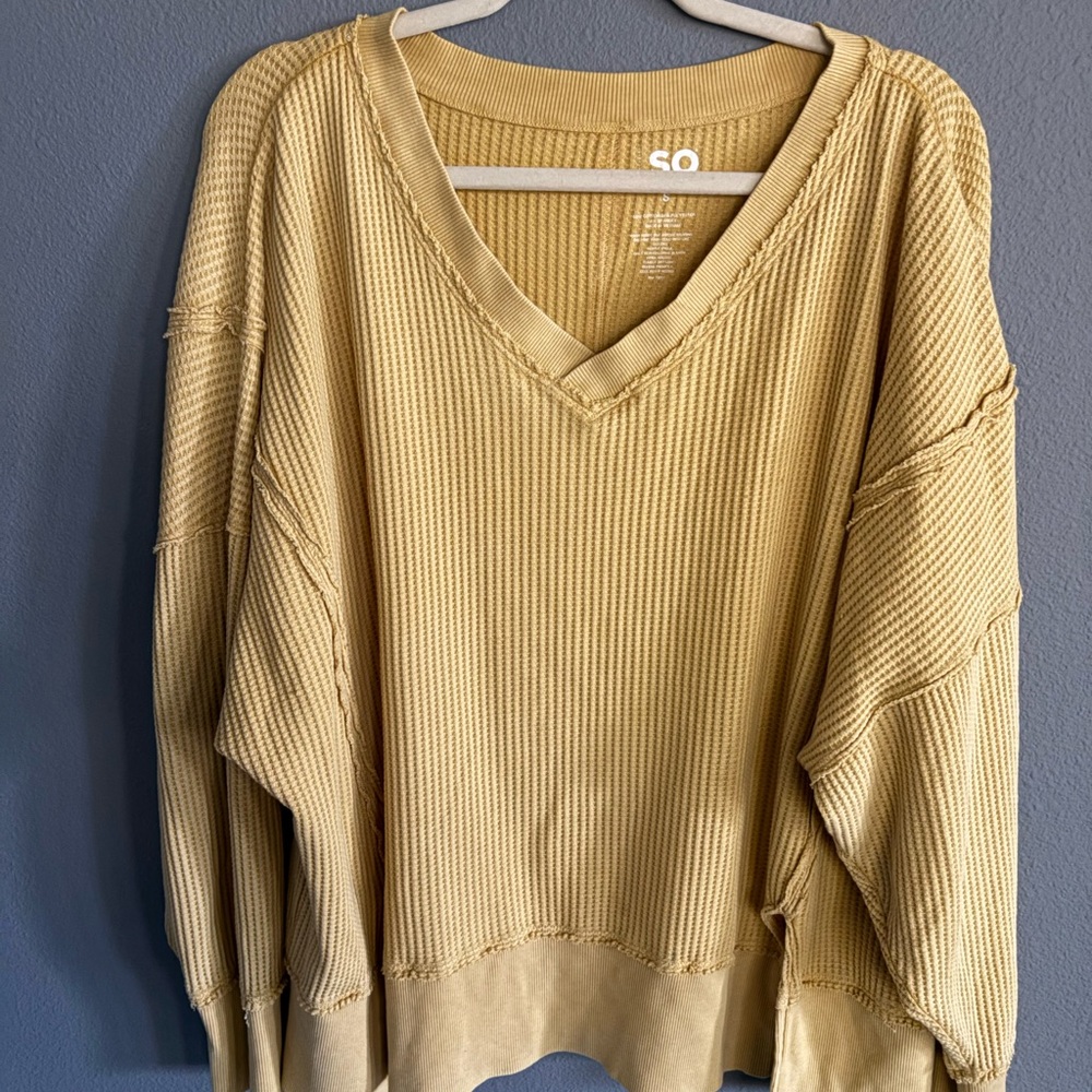 SO Women's V-Neck Sweater - Tan